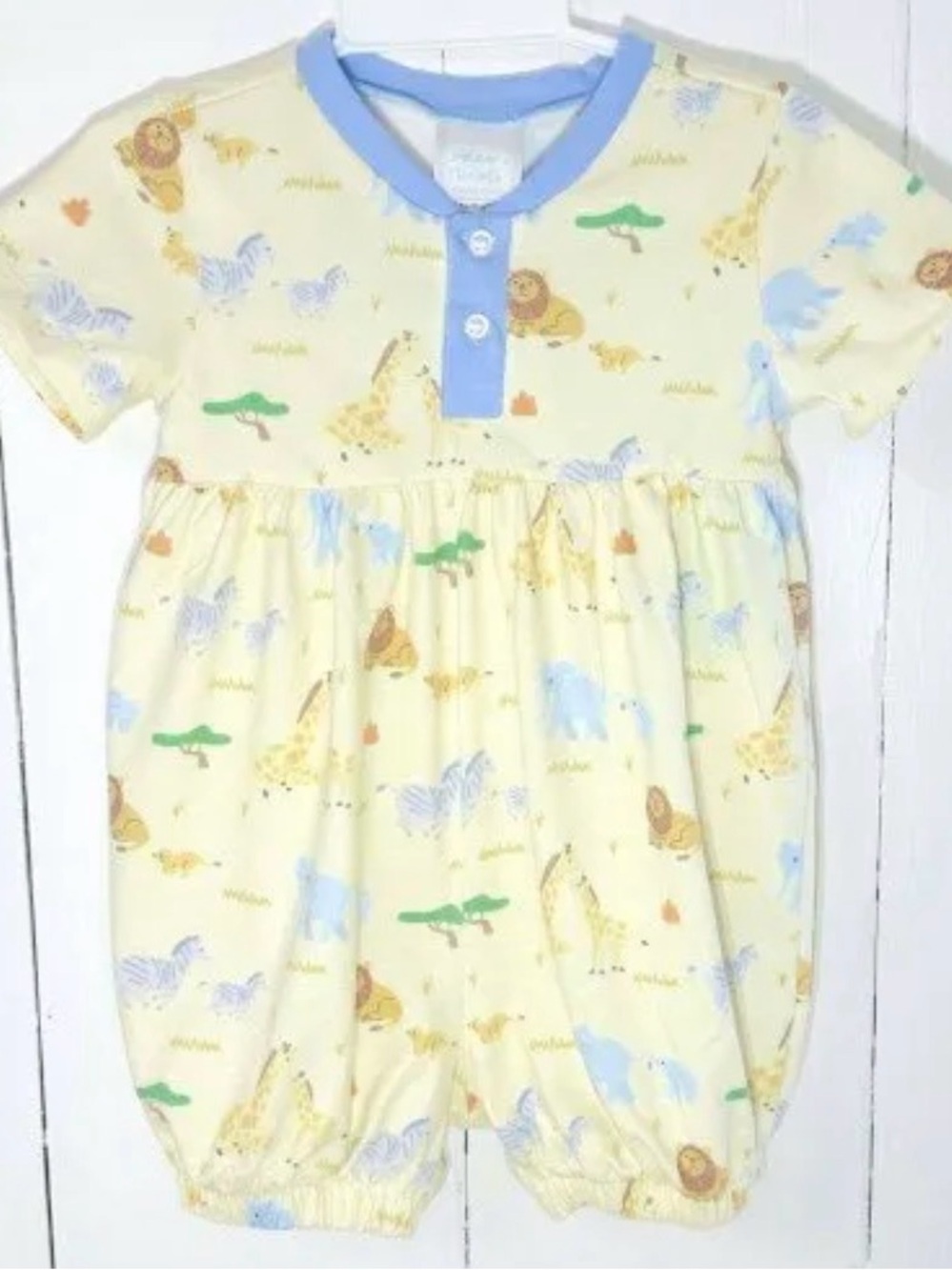 Baby Boys 18 Months Yellow Safari Print Short-Sleeve Romper